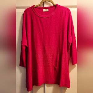 Mersea Catalina Travel Sweater With Mini Pocket Bright Pink Women's Sweatshirt.